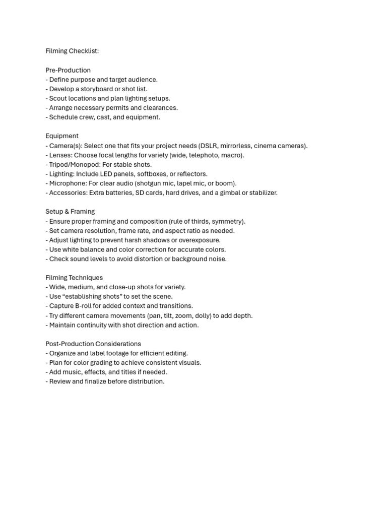 Filming | PDF