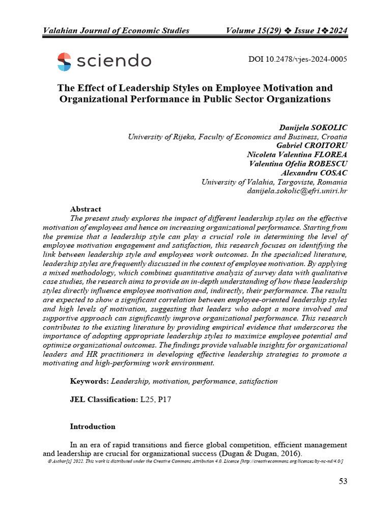 Leadership Styles and Employee Motivation | PDF | Leadership | Job ...