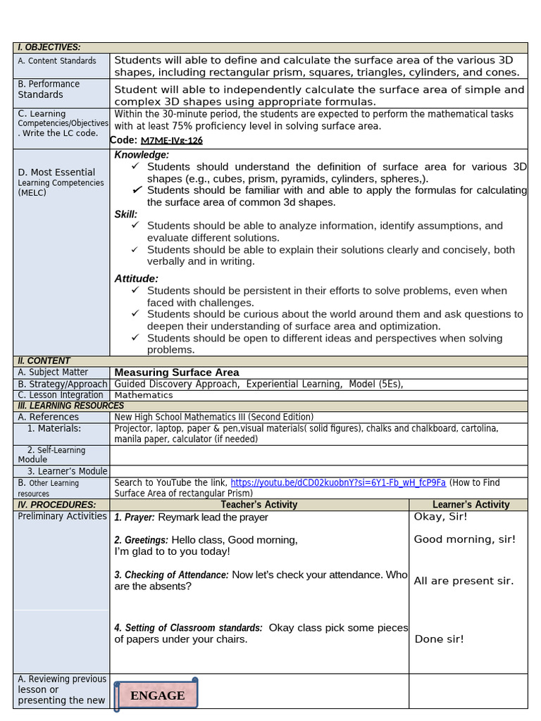 DEMO Measuring Surface Area | PDF | Area | Rectangle