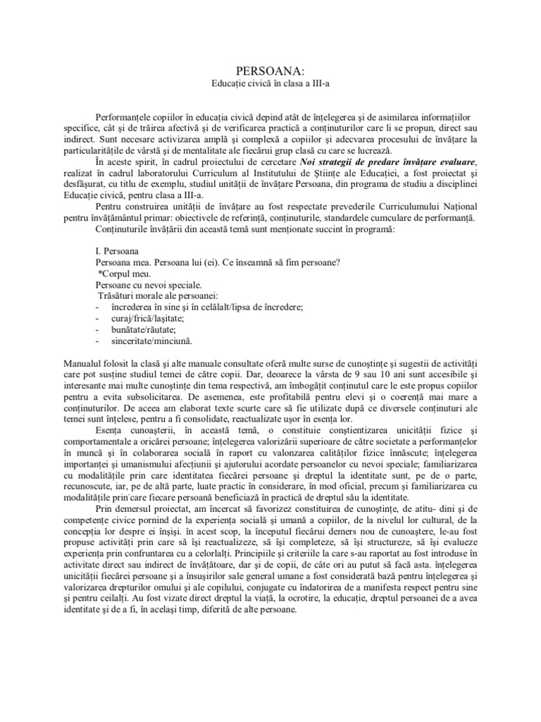 Persoana Educatie Civica