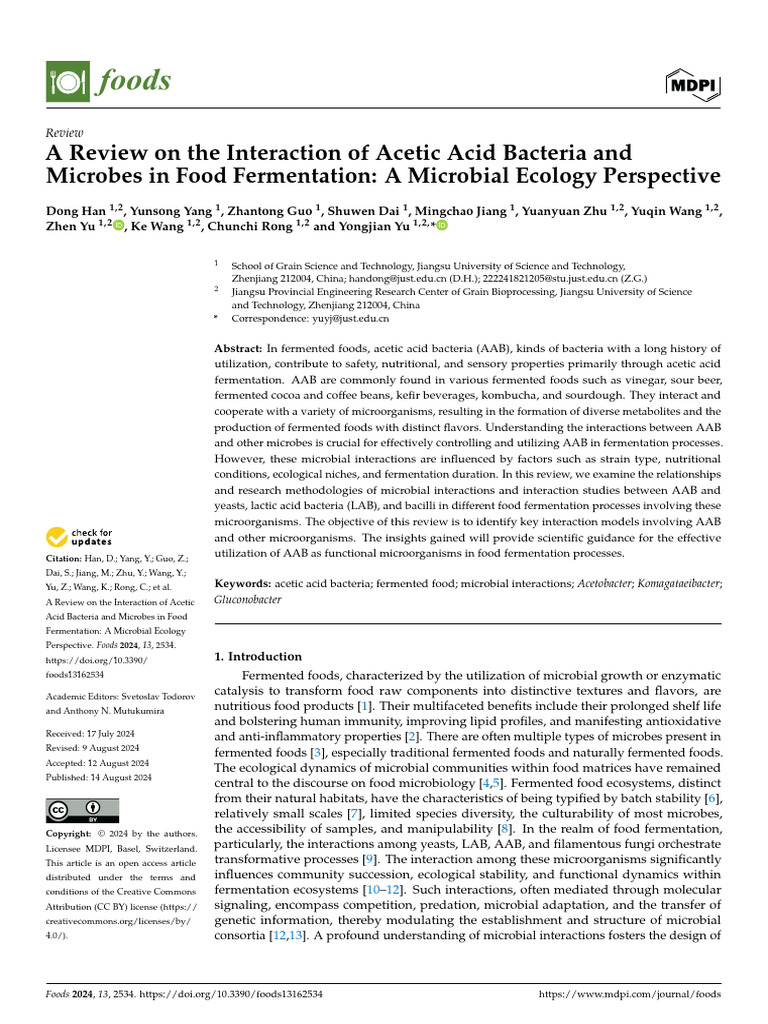 A Review On The Interaction of Acetic Acid Bacteria and | PDF ...