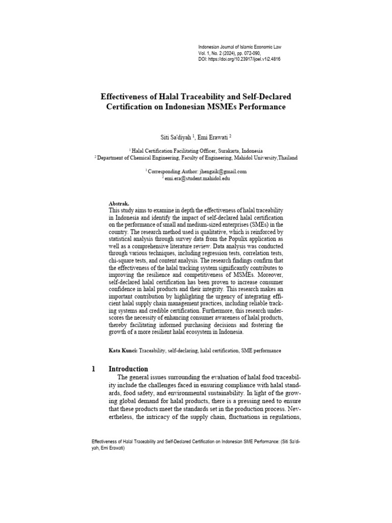 Effectiveness of Halal Traceability and Self Declared 3rp8dkh6l9 | PDF ...