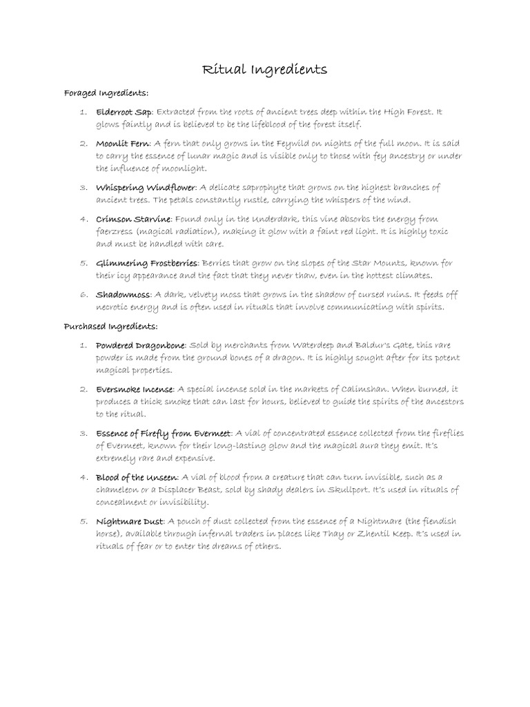 Ritual Ingredients: Foraged & Purchased | PDF | Home & Garden | Science ...
