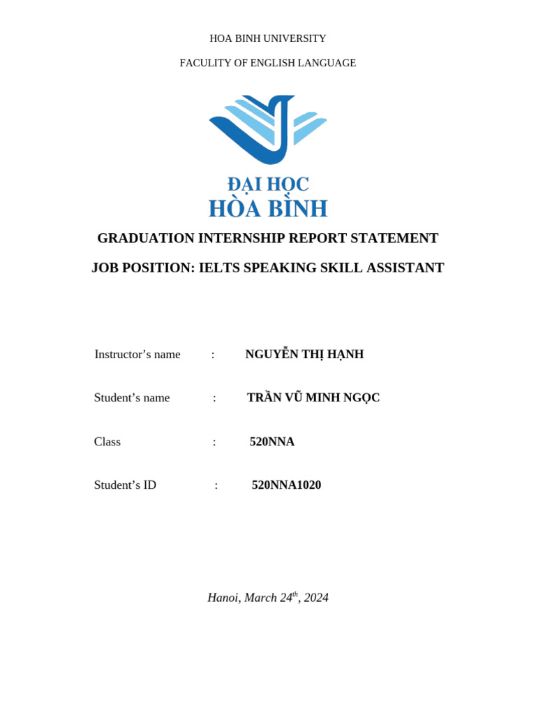 Checked Graduation Internship Report Statement Pdf