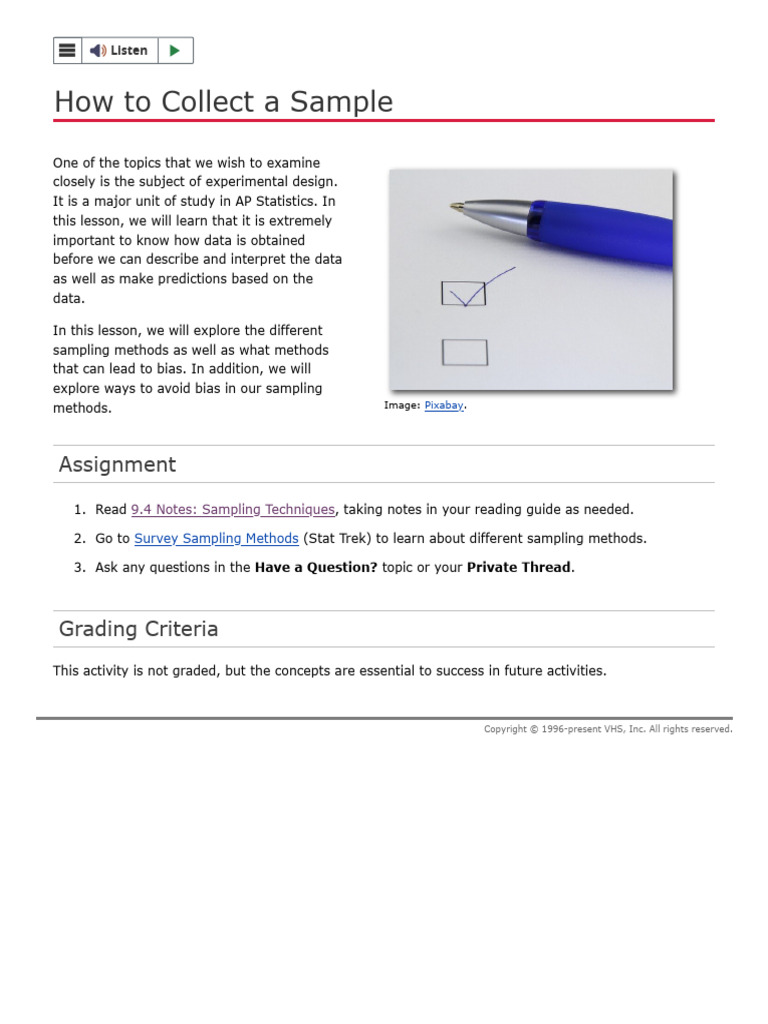 9.4 Sampling Techniques - AP® Statistics SAPAO (LJ2 - FY24-25) | PDF ...