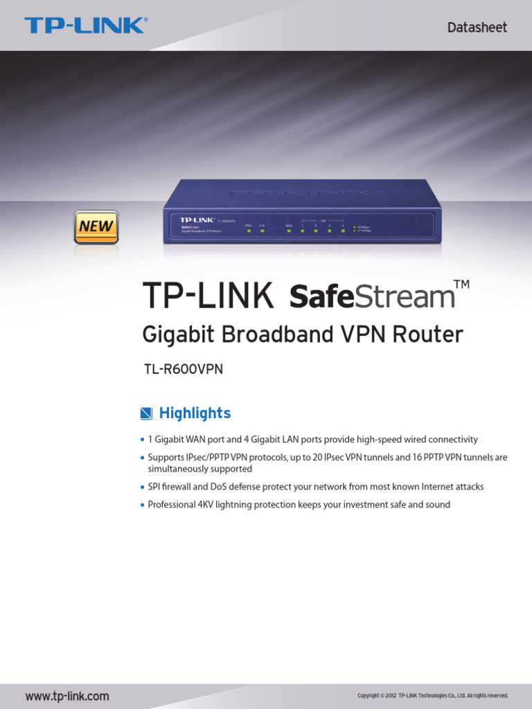 TL-R600VPN v1 Datasheet | PDF | Virtual Private Network | Internet ...
