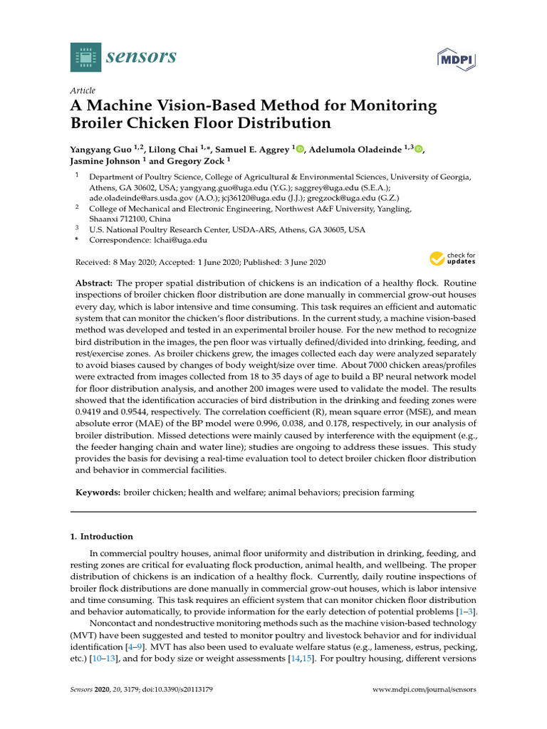 Machine Vision for Broiler Distribution | PDF | Cluster Analysis ...
