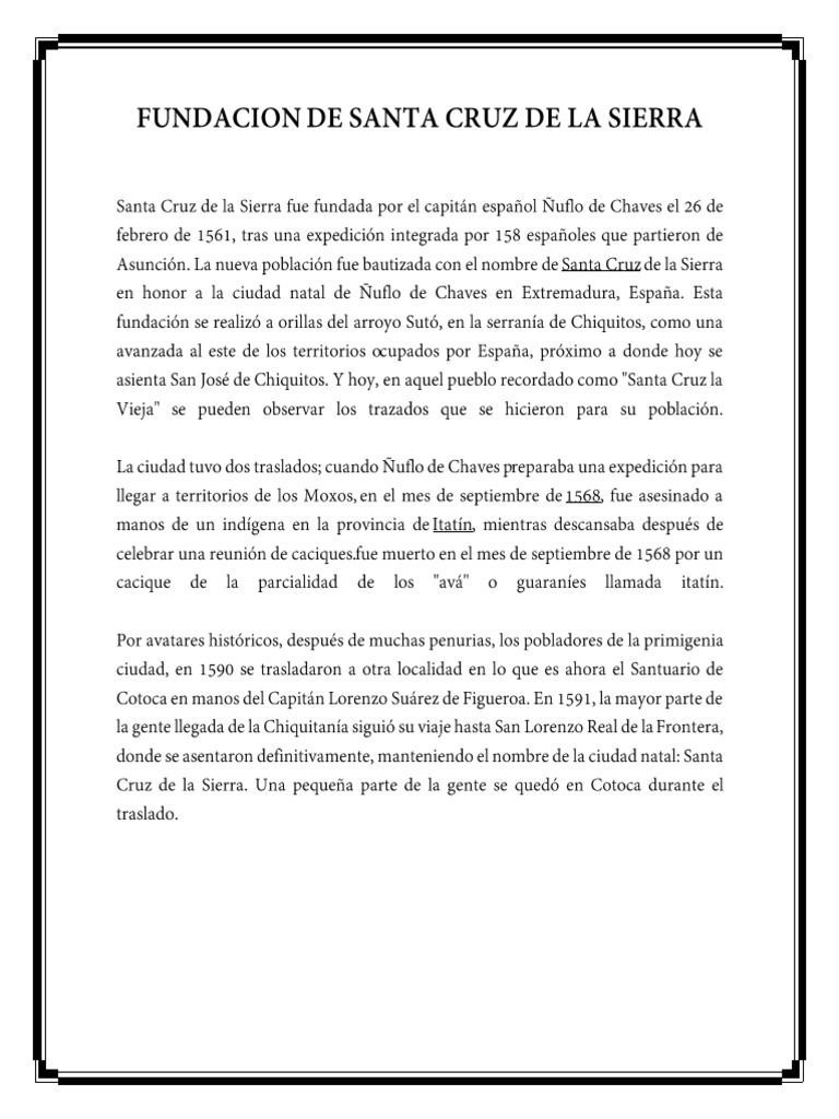 Fundacion de Santa Cruz de La Sierra | PDF