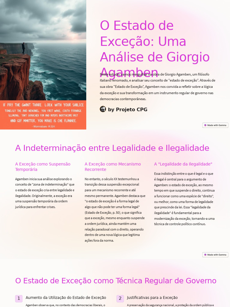 Análise do Estado de Exceção de Agamben | PDF | Lei Marcial | Estado