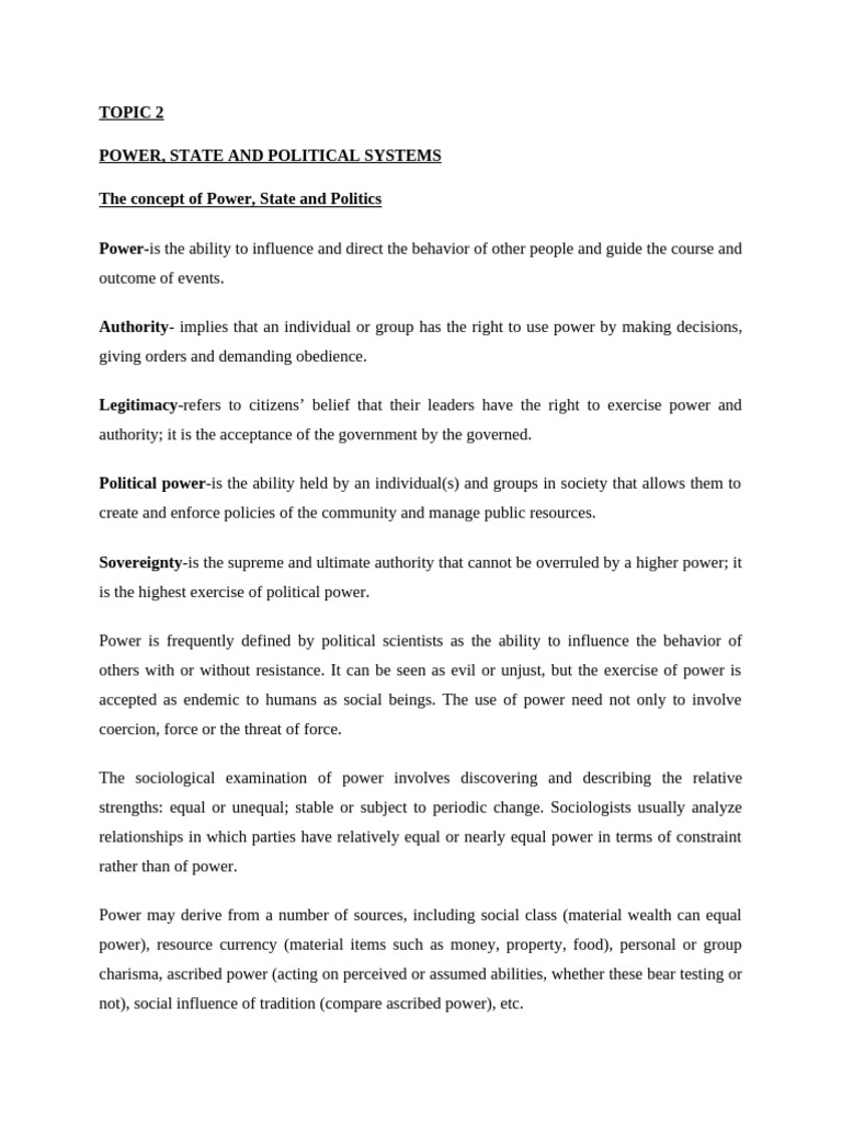 Power state and political systems pdf power social and political