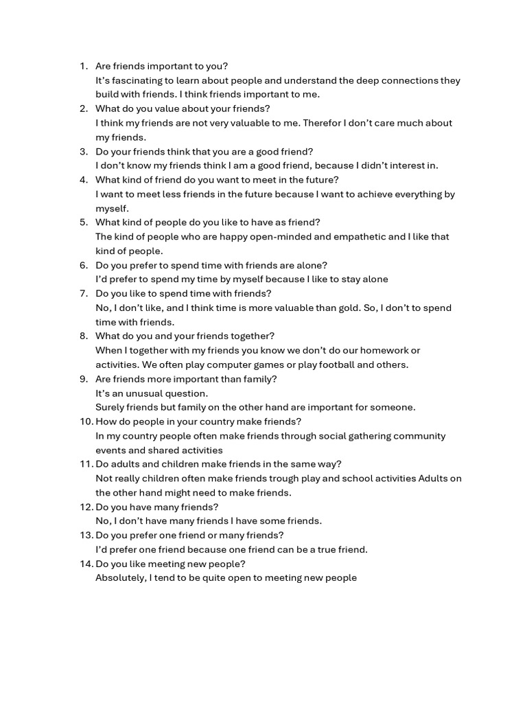 Making Friends: Insights and Preferences | PDF