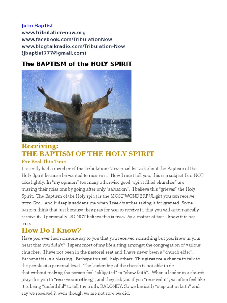 The Baptism of The Holy Spirit | PDF | Faith Healing | Miracle