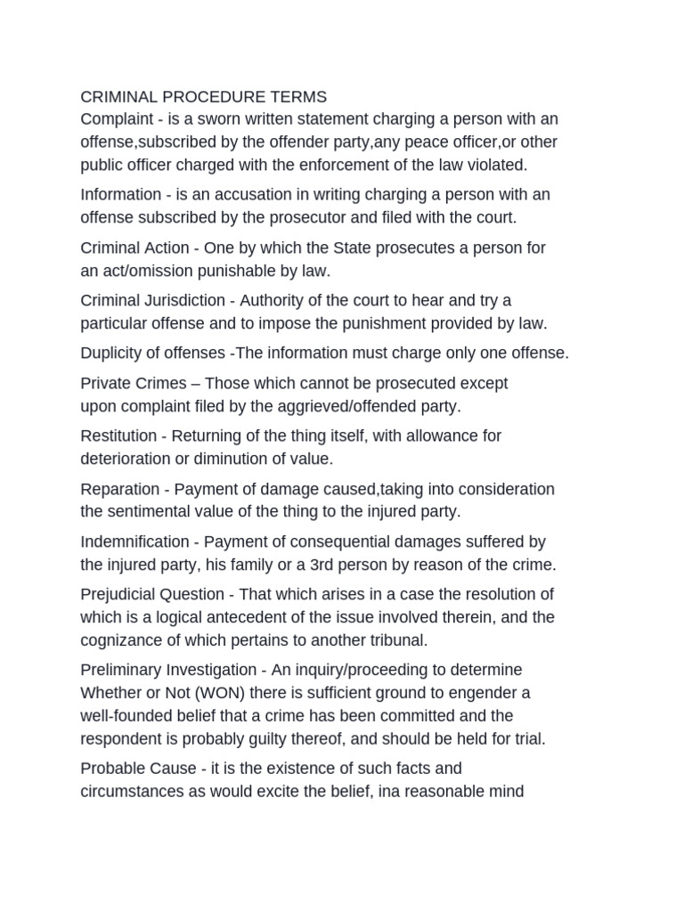 Copy (3) of CRIMINAL PROCEDURE TERMS | PDF | Bail | Plea