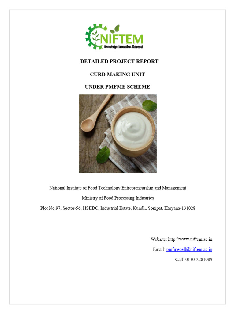Curd Making Unit Project Report | PDF | Yogurt | Depreciation