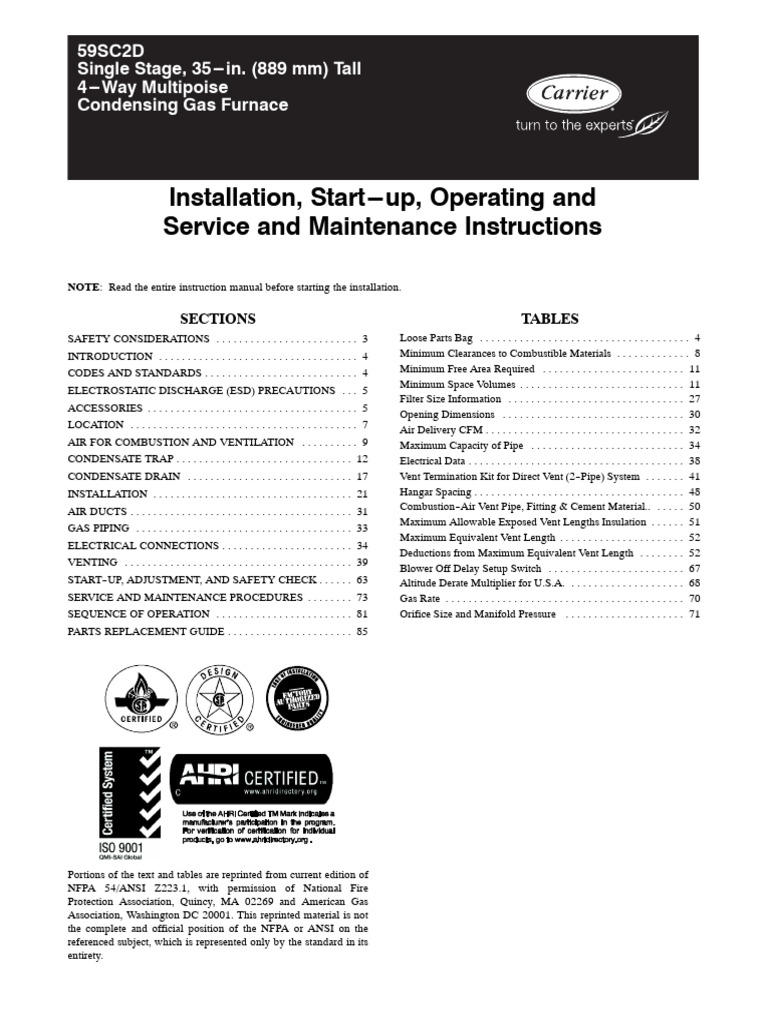 Gas Furnace Installation Guide | PDF | Combustion | Duct (Flow)