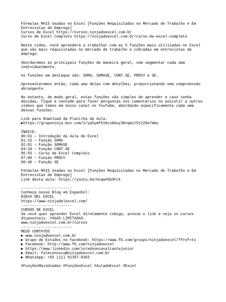 Fórmulas MAIS Usadas No Excel (Funções Requisitadas No Mercado de ...