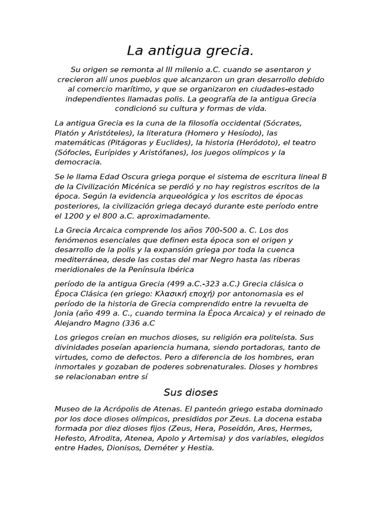 Historia y Cultura de la Antigua Grecia | PDF