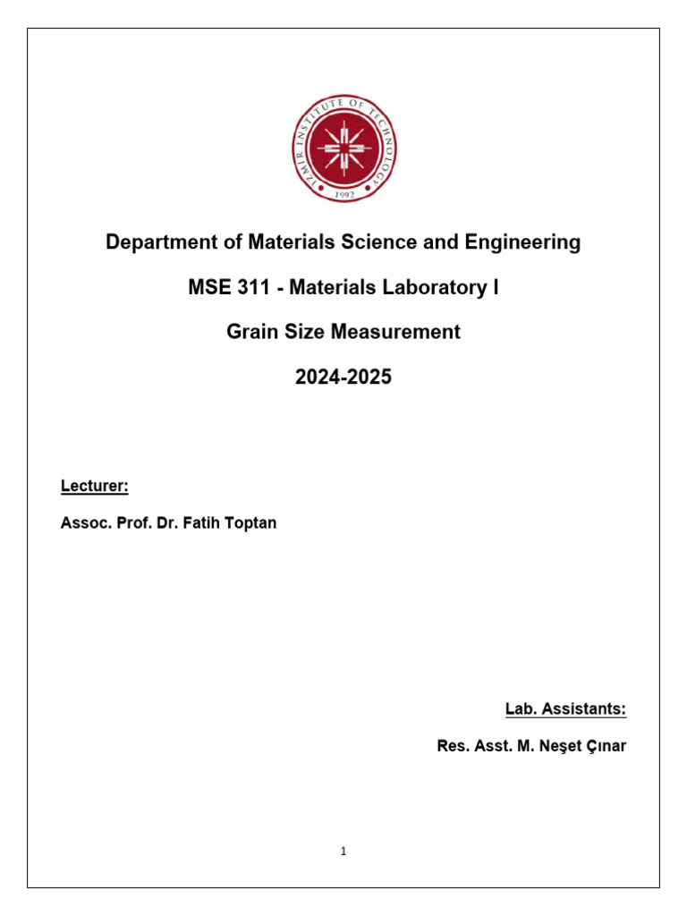 Photo inspiration: Size Measurement Techniques Reference: Grain Size Measurement Techniques In Mse 311 Pdf Crystallite