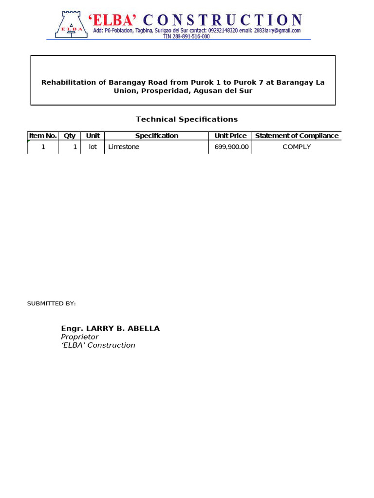 Limestone Supply for Road Rehab Project | PDF | Technology & Engineering