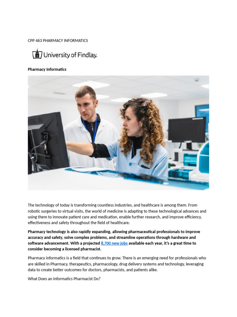 Pharmacy Informatics: Future & Careers | PDF | Pharmacy | Health ...