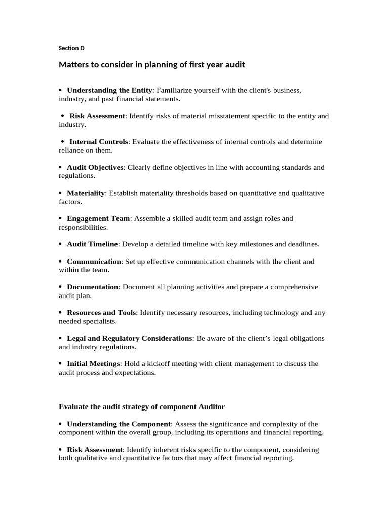 First Year Audit Planning Essentials | PDF | Audit | Internal Control