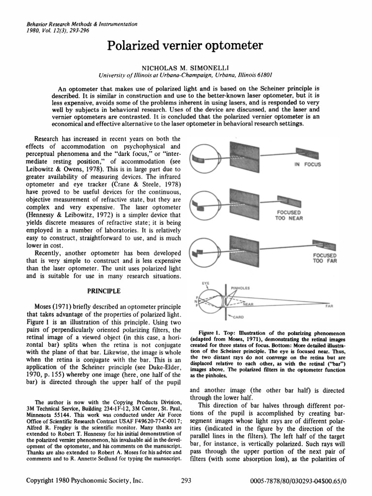 Polarized Vernier Optometer | PDF | Eye | Optics