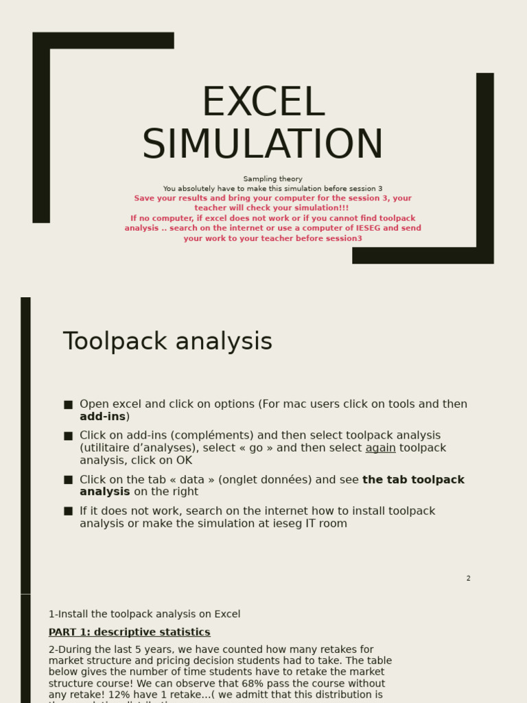 Excel Sample Mean Simulation | PDF | Sampling (Statistics ...