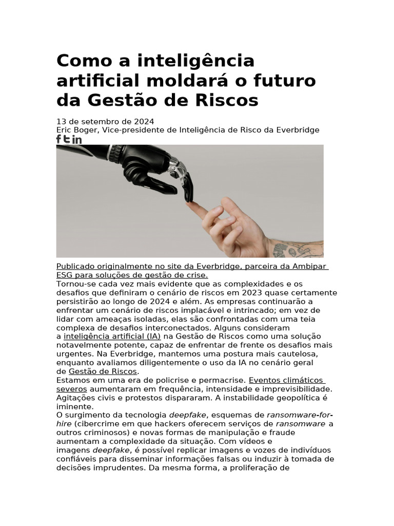 IA e o Futuro da Gestão de Riscos | PDF | Inteligência artificial ...