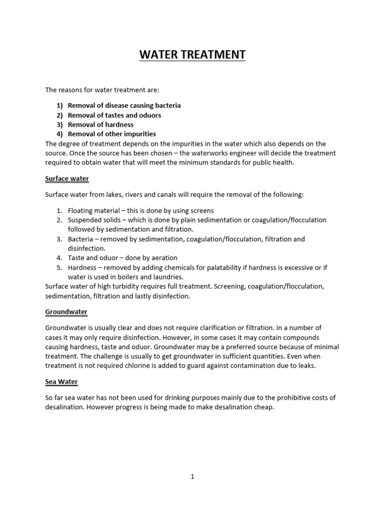 Water Treatment Processes Explained | PDF | Water Purification | Pipe ...