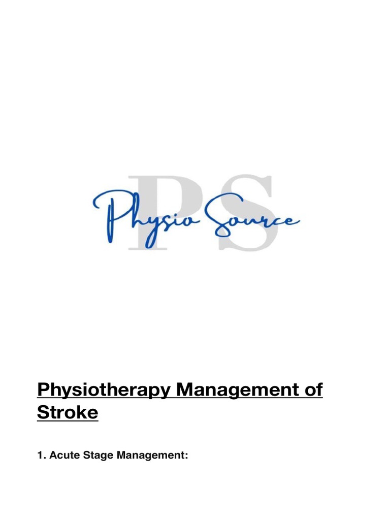 Stroke Physiotherapy Management Guide | PDF | Balance (Ability) | Stroke