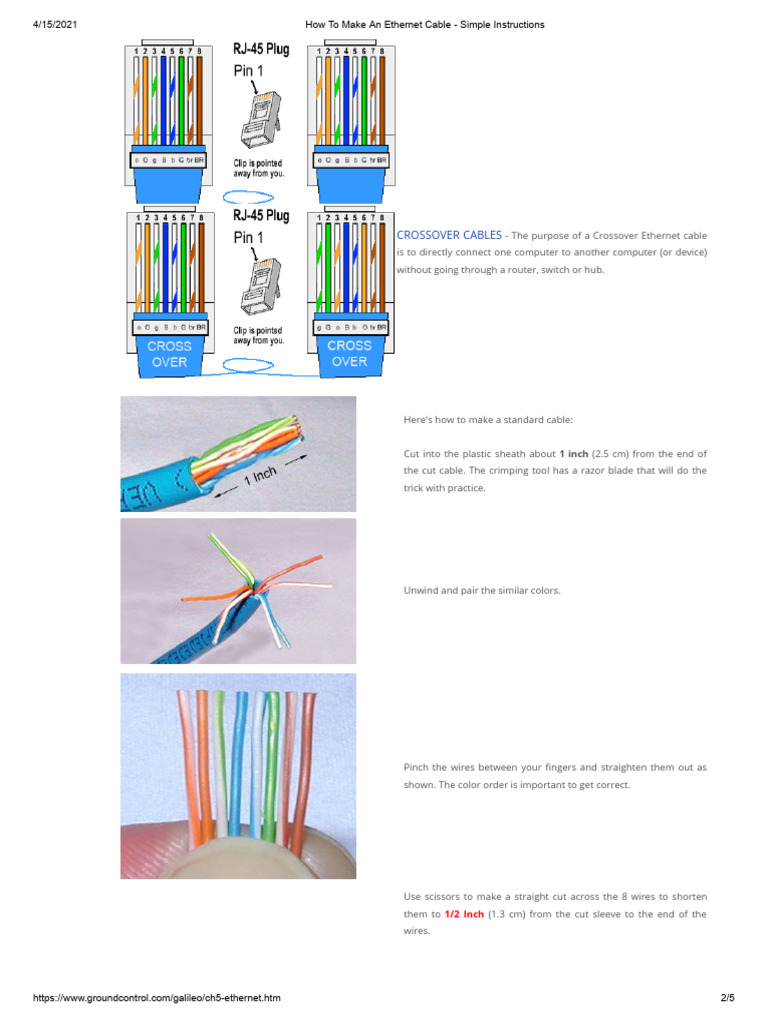 How To Make An Ethernet Cable - Simple Instructions | PDF | Home ...