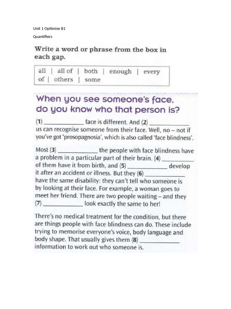 Unit 1 Optimise B1 | PDF