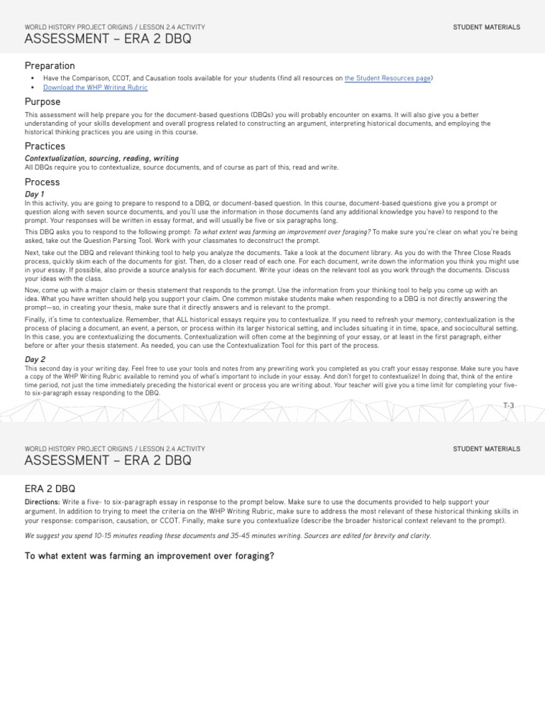 Era 2 dbq student version pdf hunter gatherer