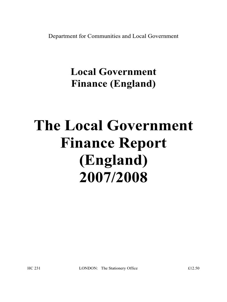 Local Government Finance Report 2007/08 | PDF | Pension | Economies