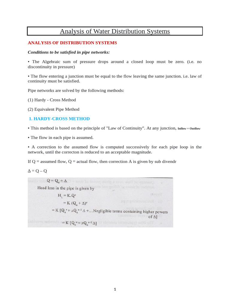Analysis of Water Distribution Systems | PDF | Chemical Engineering ...