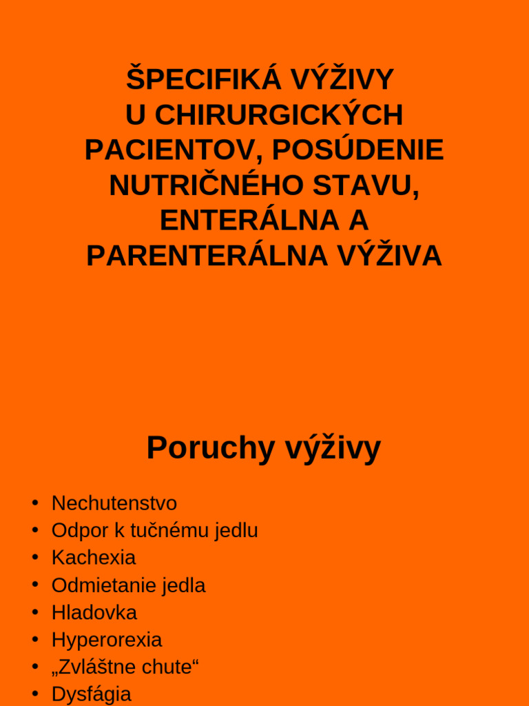Výživa U Chirurgických Pacientov | PDF