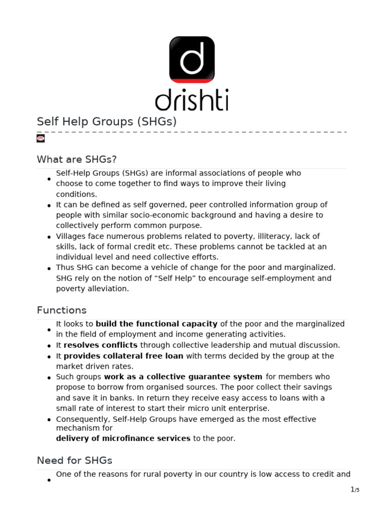 Self help groups shgs pdf poverty poverty homelessness