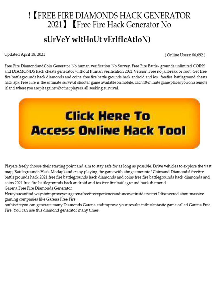Free Fire Hack Diamonds Generator Vox | PDF