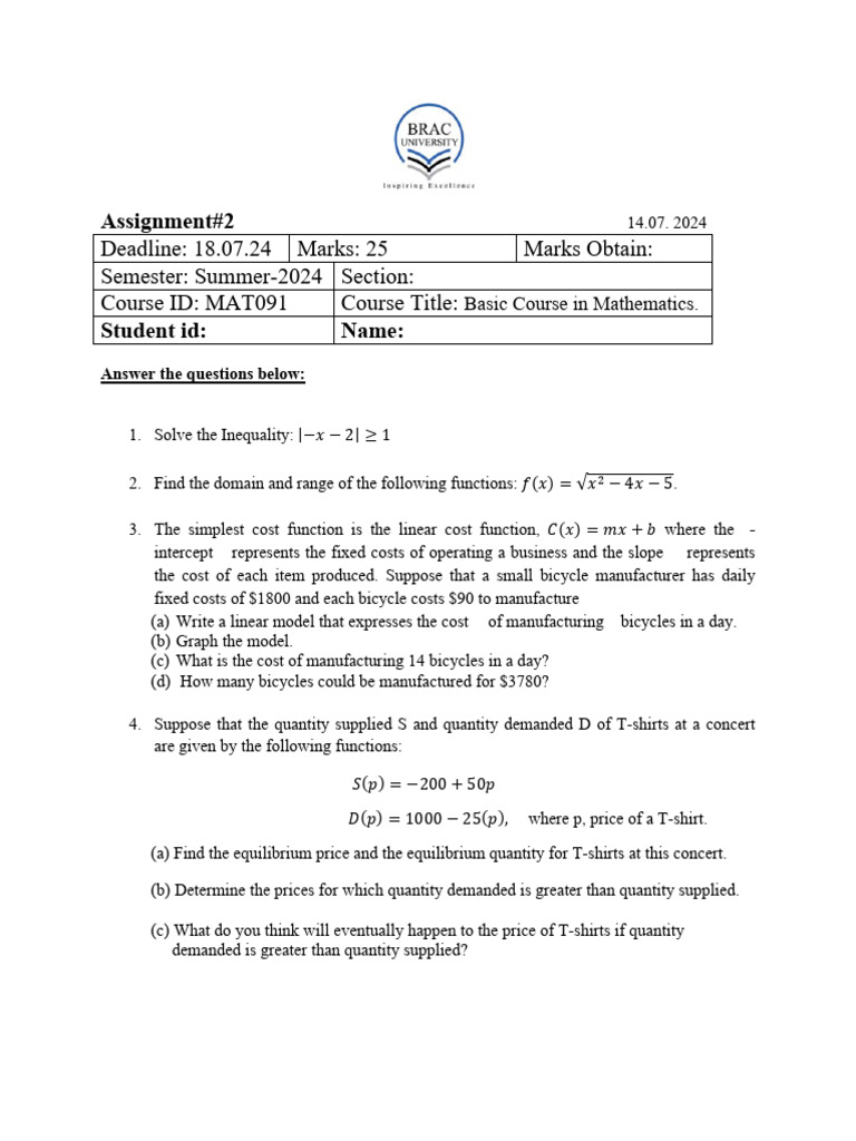 Summer 2024 Mat091 Assignment Guide Pdf