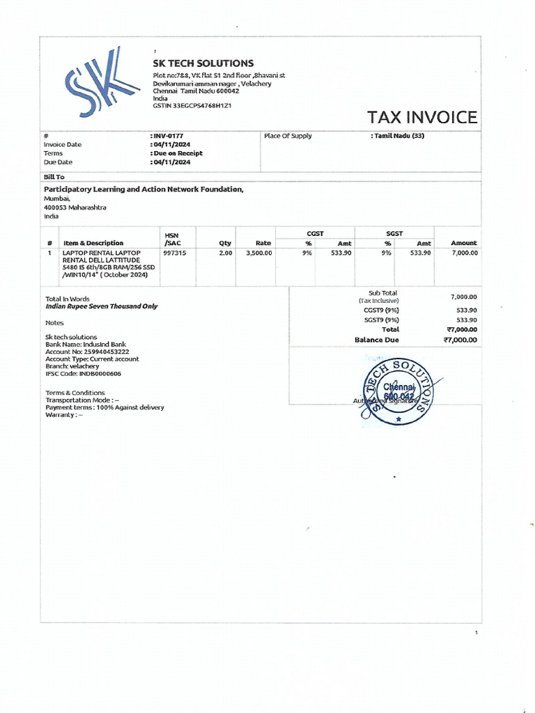 Laptop Rental Invoice | PDF