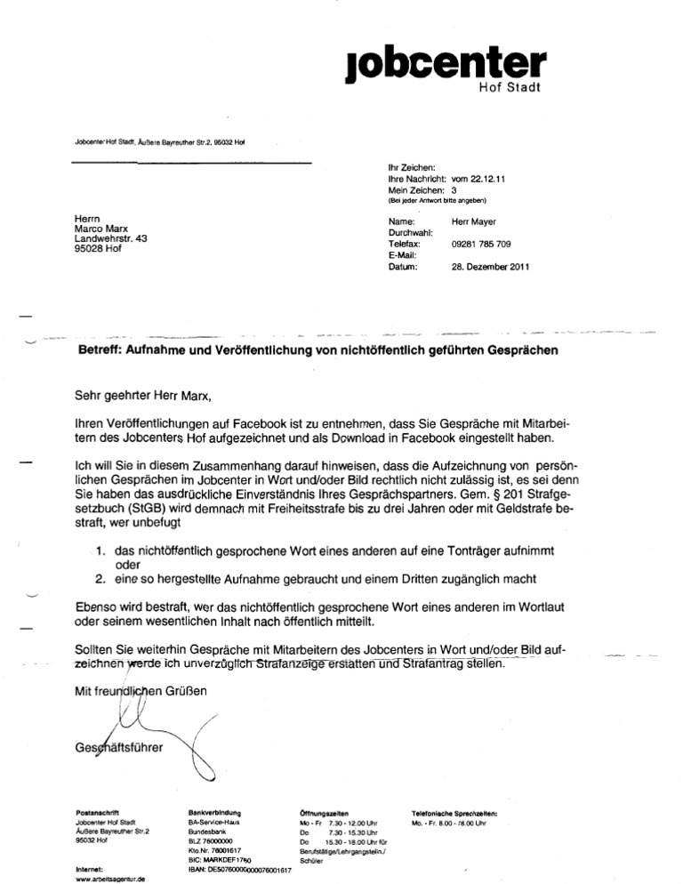 Drohung Jobcenter Wegen Veroffentlichung Auf Facebook