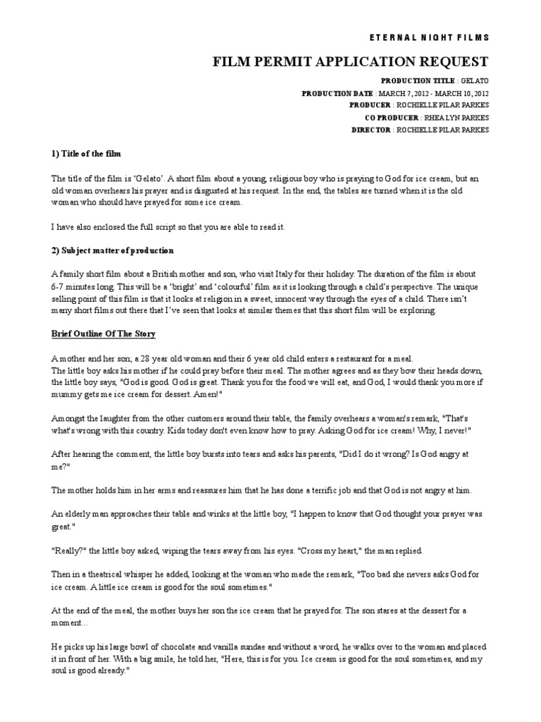 Film Permit for 