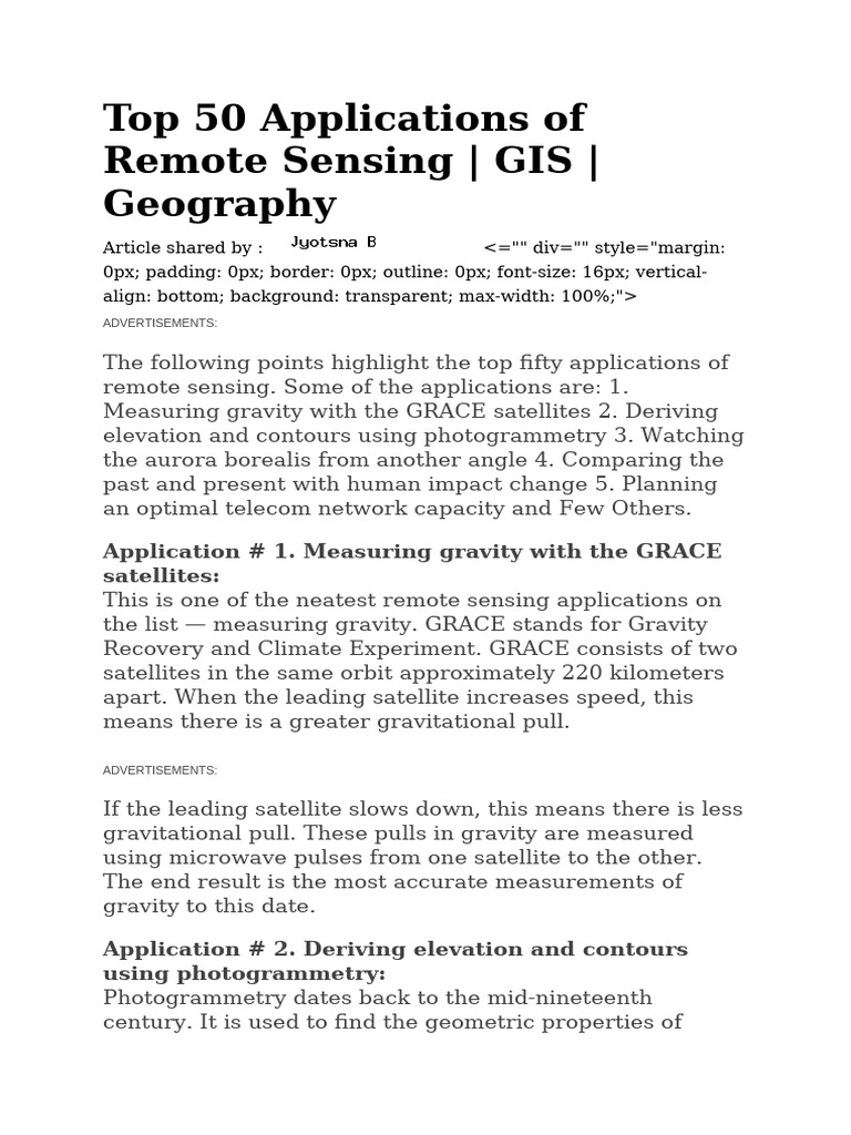 Top 50 Remote Sensing Applications | PDF | Remote Sensing | Groundwater