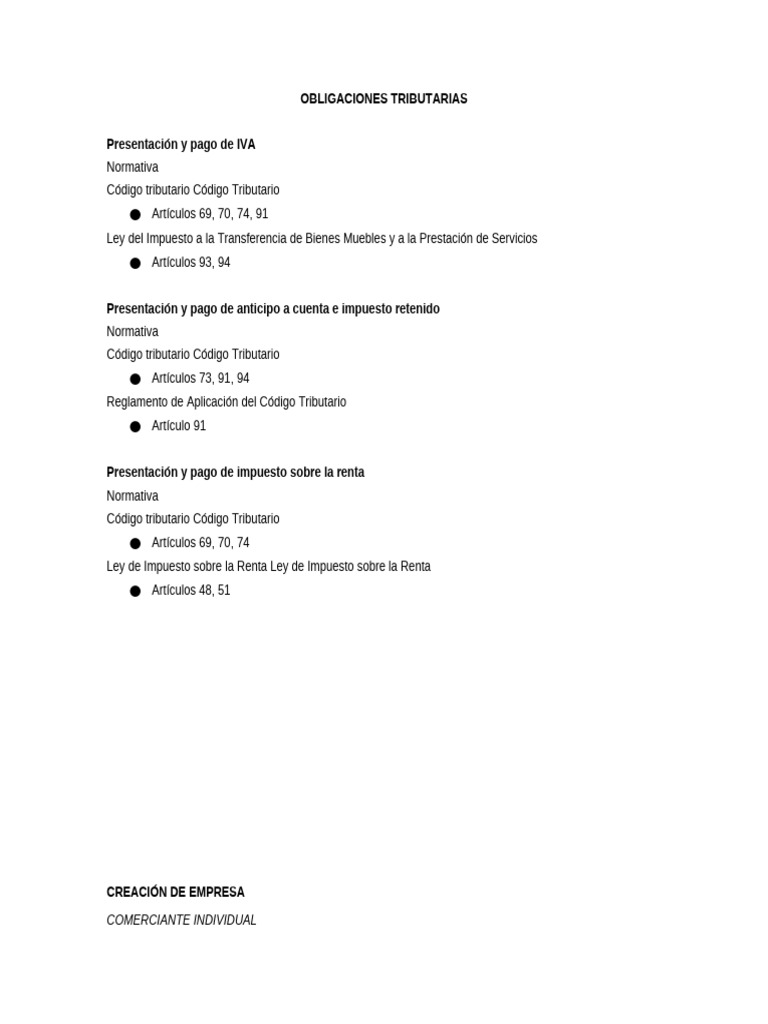 Obligaciones Tributarias y Laborales en El Salvador | PDF | Impuestos ...