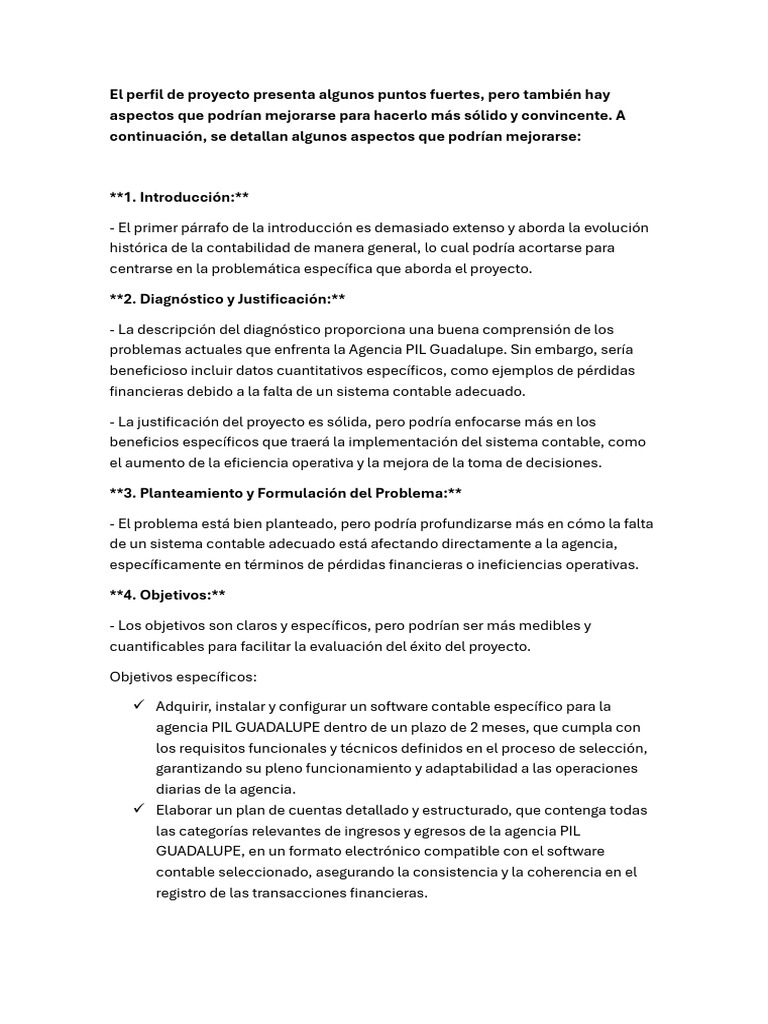 Mejora del Perfil de Proyecto Contable | PDF | Contabilidad | Software