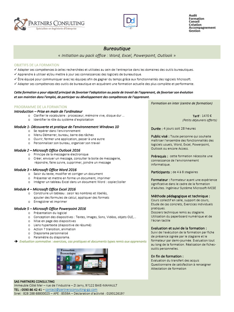 Formation Bureautique : Word, Excel, PowerPoint | PDF | Microsoft ...