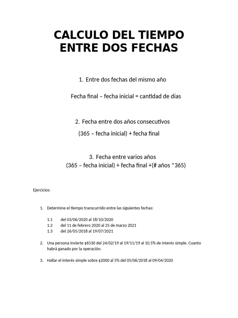 Calculo Del Tiempo Entre Dos Fechas | PDF