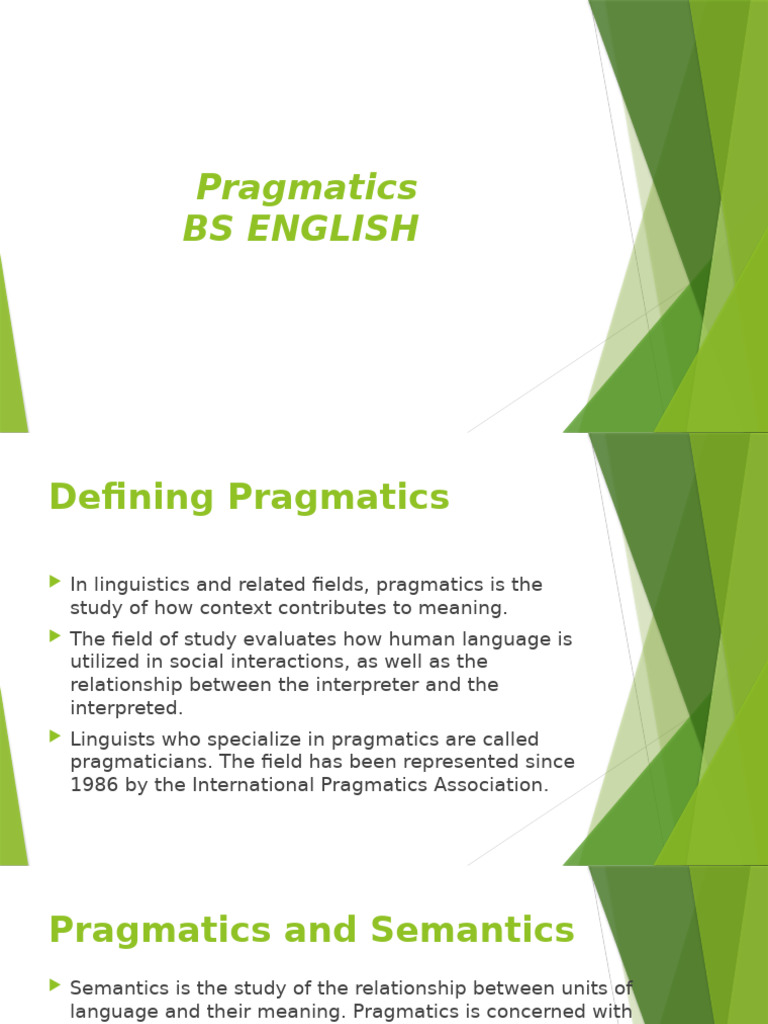 Understanding Pragmatics in Language | PDF | Semantics | Pragmatism