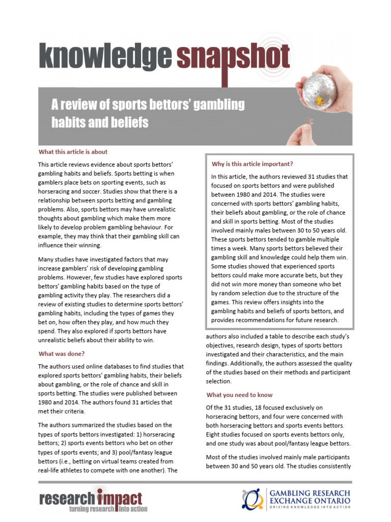 Sports Bettors' Habits and Beliefs Review | PDF | Gambling | Sports Betting