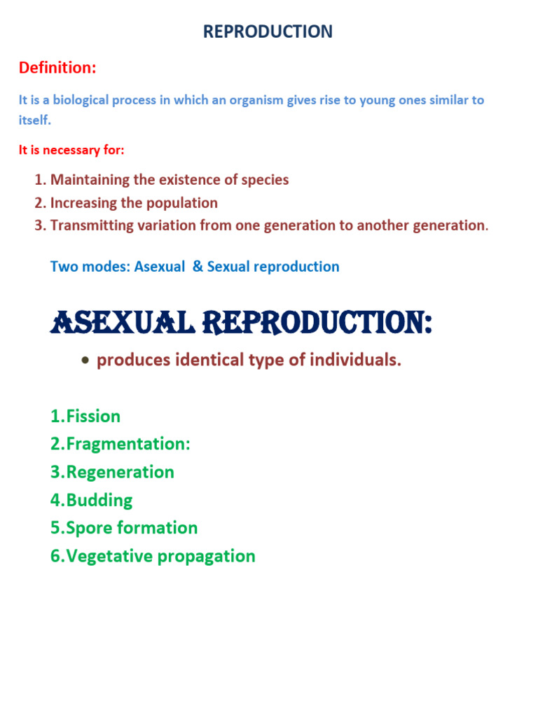 Asexual and Sexual Reproduction Explained | PDF | Reproduction ...